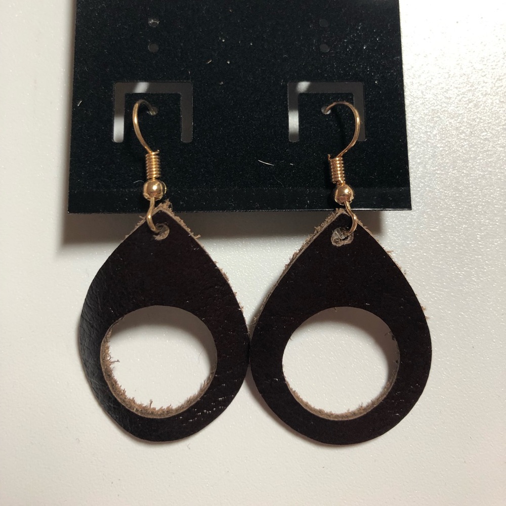 Custom made Brown Leather Earrings